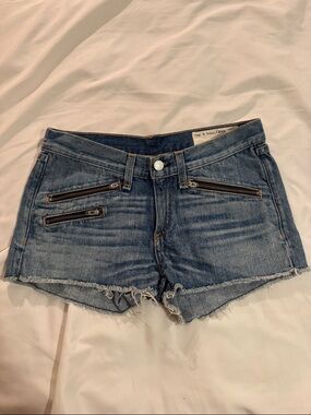 rag & bone Distressed Medium Blue Denim Cutoff Shorts